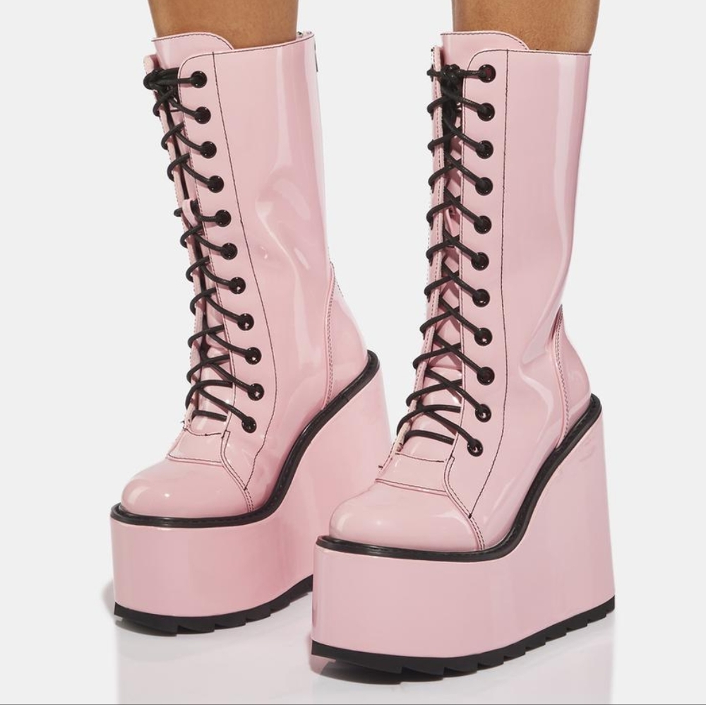 NEW YRU Pink Dune Platform Boots